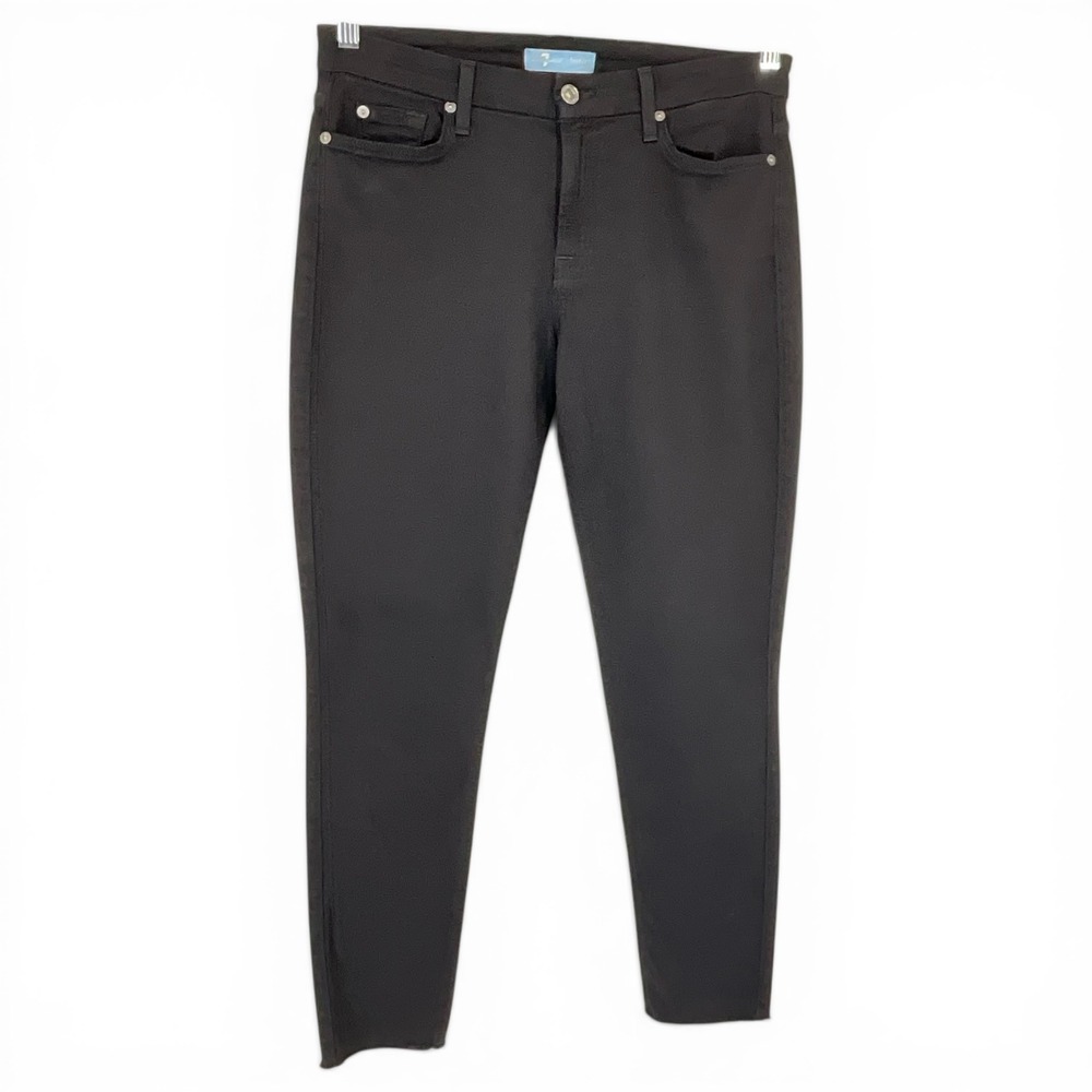 7‎ For All Mankind b(air) Black Skinny Jeans Raw Hem Sz 31